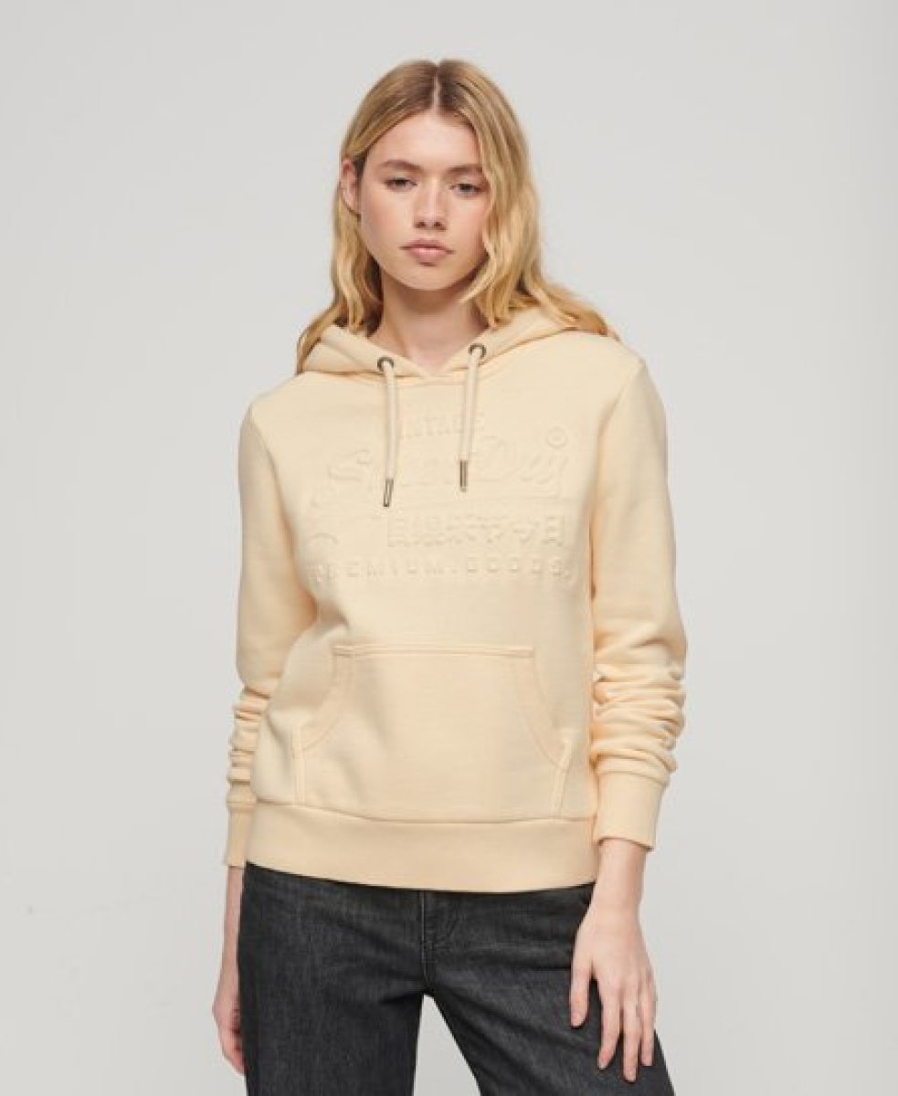 Superdry hoodie EMBOSSED VL HOODIE met printopdruk wit