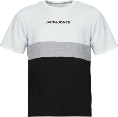 Jack & Jones ESSENTIALS gestreept regular fit T-shirt JJEREID wit/zwart/grijs