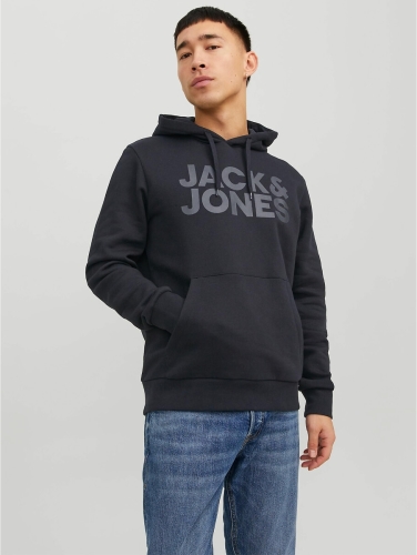 Jack & Jones ESSENTIALS hoodie JJECORP met printopdruk zwart