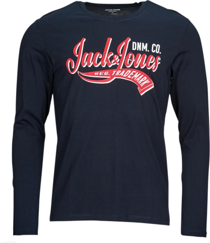 Jack & Jones ESSENTIALS regular fit longsleeve JJELOGO met printopdruk donkerblauw