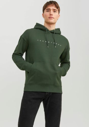 Jack & Jones ESSENTIALS hoodie JJESTAR met printopdruk groen