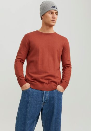 Jack & Jones ESSENTIALS gemêleerde fijngebreide trui JJEEMIL rood