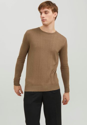 Jack & Jones ESSENTIALS fijngebreide trui JJEEMIL bruin