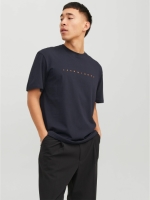 Jack & Jones ESSENTIALS regular fit T-shirt JJESTAR met printopdruk donkerblauw