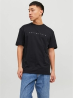 Jack & Jones ESSENTIALS regular fit T-shirt JJESTAR met printopdruk zwart