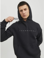 Jack & Jones ESSENTIALS hoodie JJESTAR met printopdruk zwart