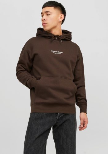 Jack & Jones ORIGINALS hoodie JORVESTERBRO met printopdruk bruin