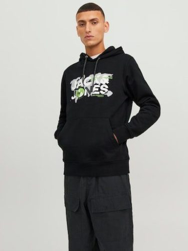 Jack & Jones CORE hoodie JCODUST met printopdruk zwart