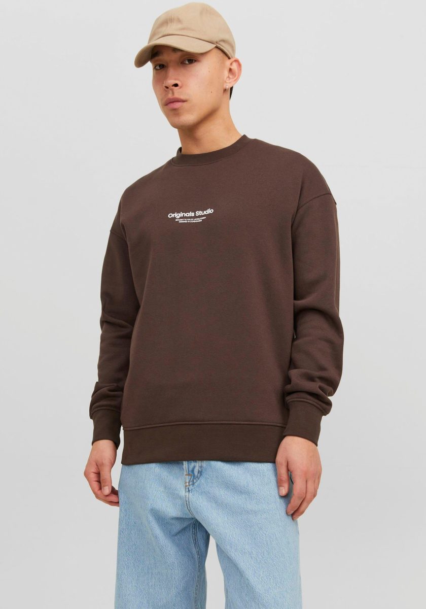 Jack & Jones ORIGINALS sweater JORVESTERBRO met printopdruk bruin