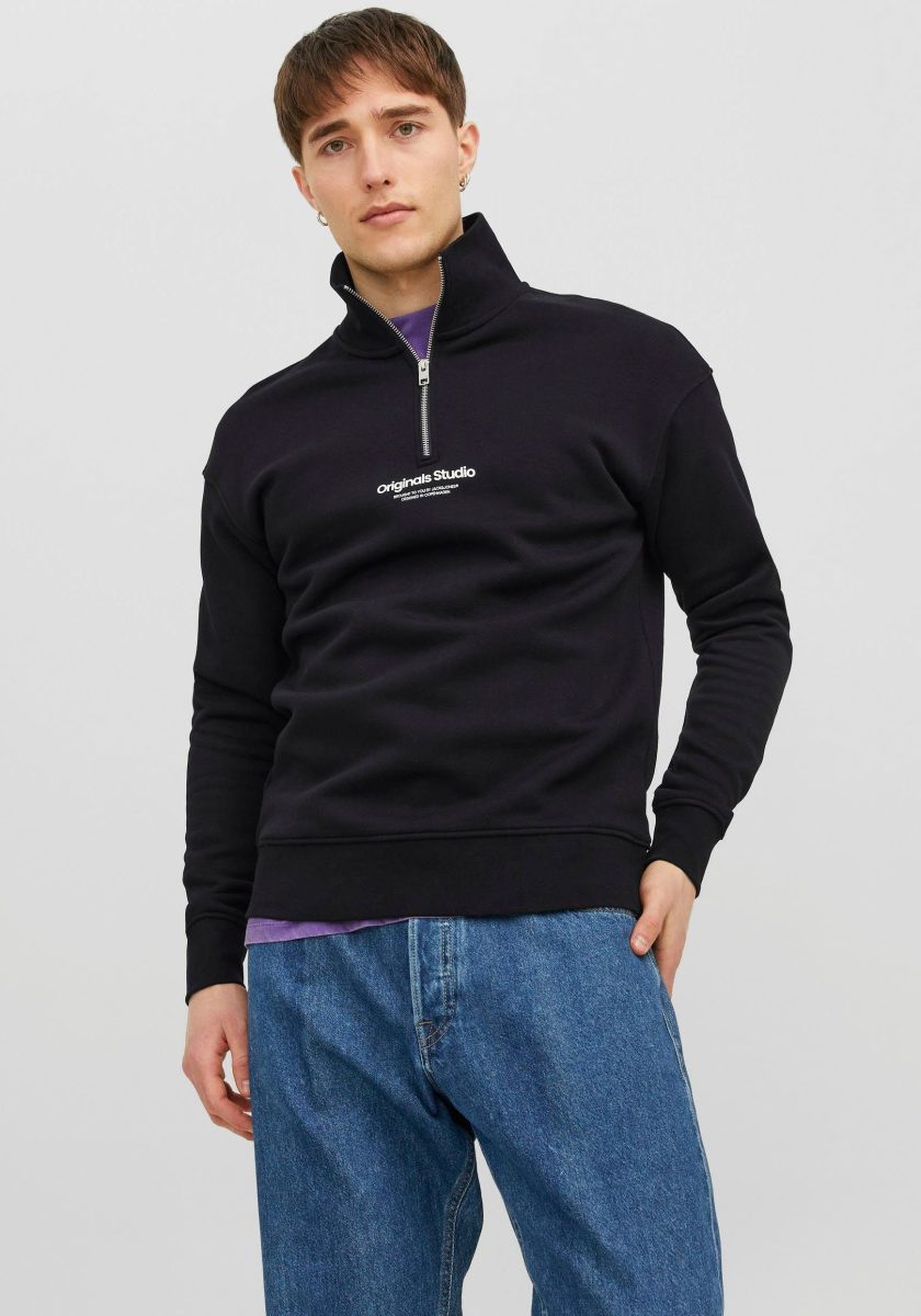 Jack & Jones ORIGINALS schipperstrui JORVESTERBRO met printopdruk zwart
