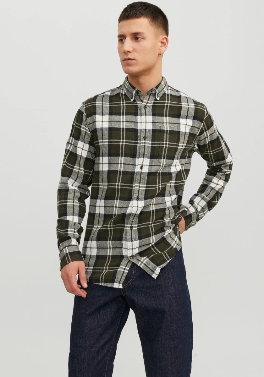 Jack & Jones ESSENTIALS geruit slim fit overhemd JJECLASSIC rosin