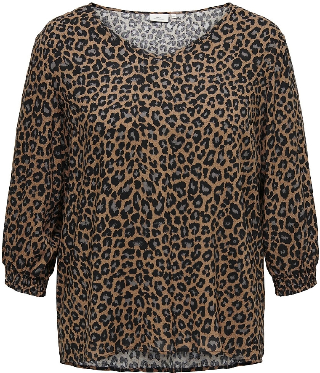 ONLY CARMAKOMA top CARNOVA met panterprint bruin