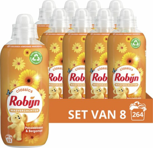 Robijn Classics Passiebloem & Bergamot Wasverzachter - 8 x 33 wasbeurten - voordeelverpakking - 264 wasbeurten