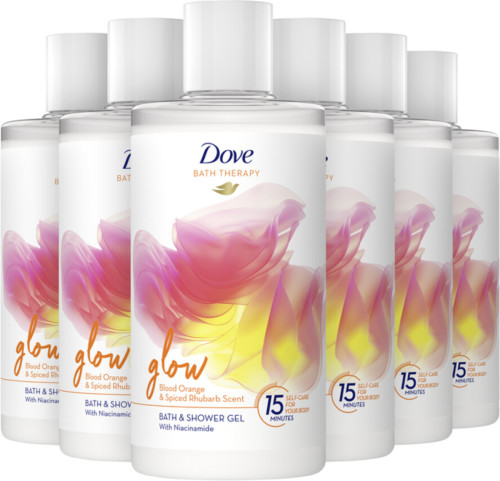 Dove Bath Therapy Glow badschuim & douchegel - 6 x 400 ml - voordeelverpakking