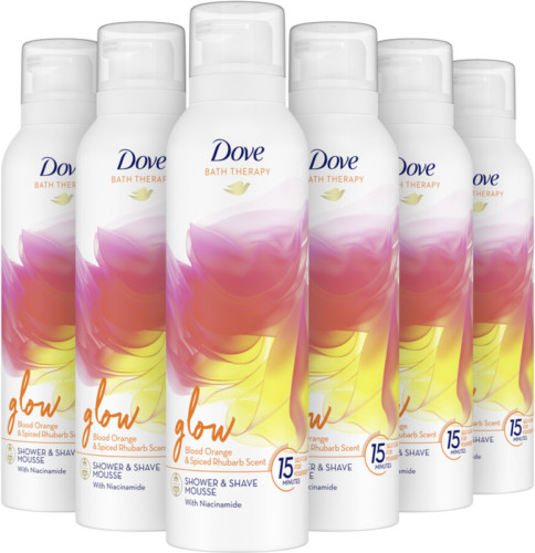 Dove Bath Therapy Glow douche- & scheerschuim - 6 x 200 ml - voordeelverpakking