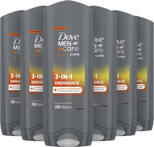 Dove Men+Care Sport Care Endurance 3-in-1 douchegel - 6 x 250 ml - voordeelverpakking