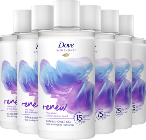 Dove Bath Therapy Renew badschuim & douchegel - 6 x 400 ml - voordeelverpakking
