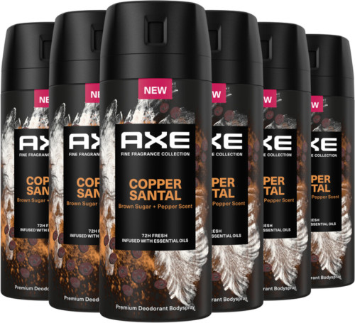 Axe Fine Fragrance Collection Copper Santal Premium deodorant bodyspray - 6 x 150 ml - voordeelverpakking