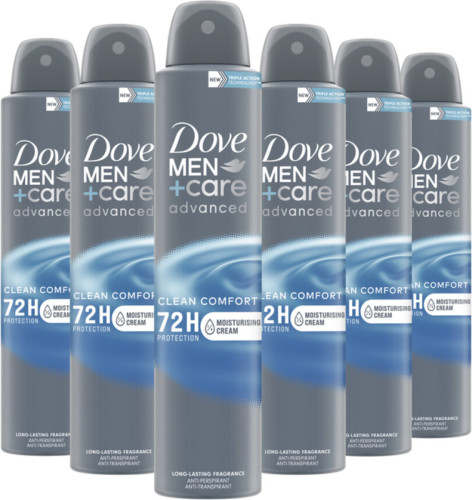 Dove Men+Care Advanced Clean Comfort anti-transpirant deodorant spray - 6 x 200 ml - voordeelverpakking