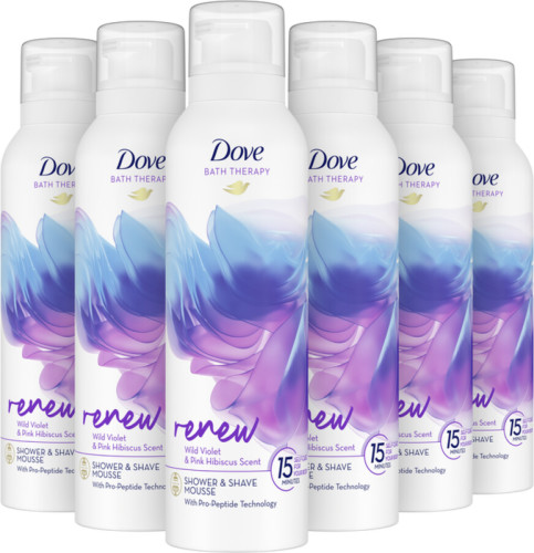 Dove Bath Therapy Renew douche- & scheerschuim - 6 x 200 ml - voordeelverpakking