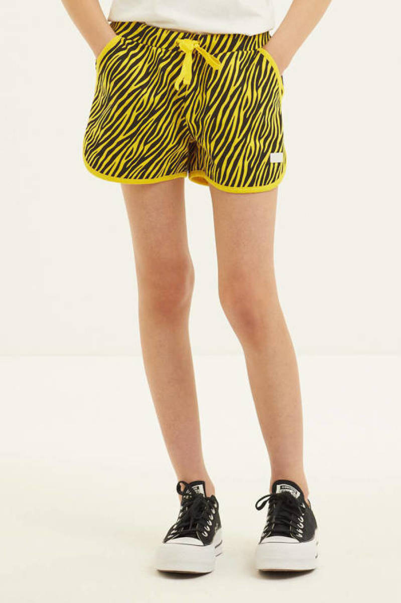 Retour Denim regular fit sweatshort Nyah met zebraprint geel/zwart