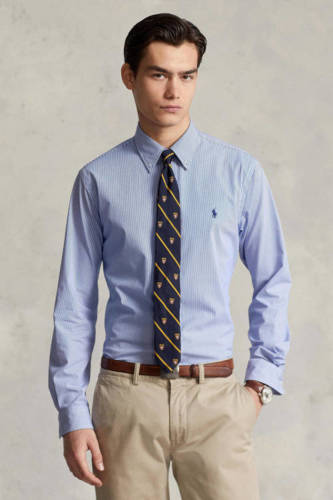 Polo ralph lauren custom fit overhemd met stretch blue/white