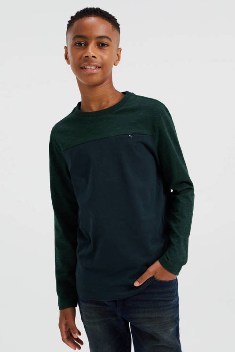 WE Fashion longsleeve donkerblauw/groen