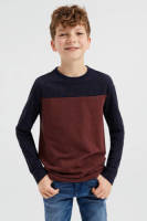WE Fashion longsleeve donkerrood/zwart