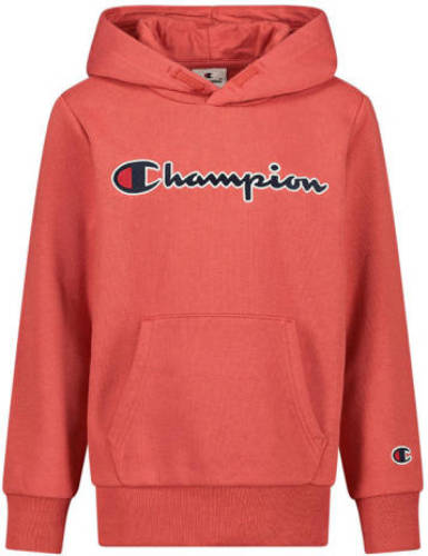 Champion hoodie met logo koraalrood