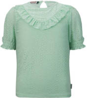 Retour Denim top met ruches met broderie lichtgroen