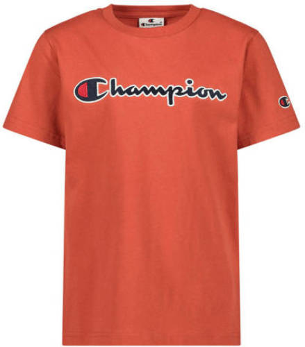 Champion T-shirt met logo oranje