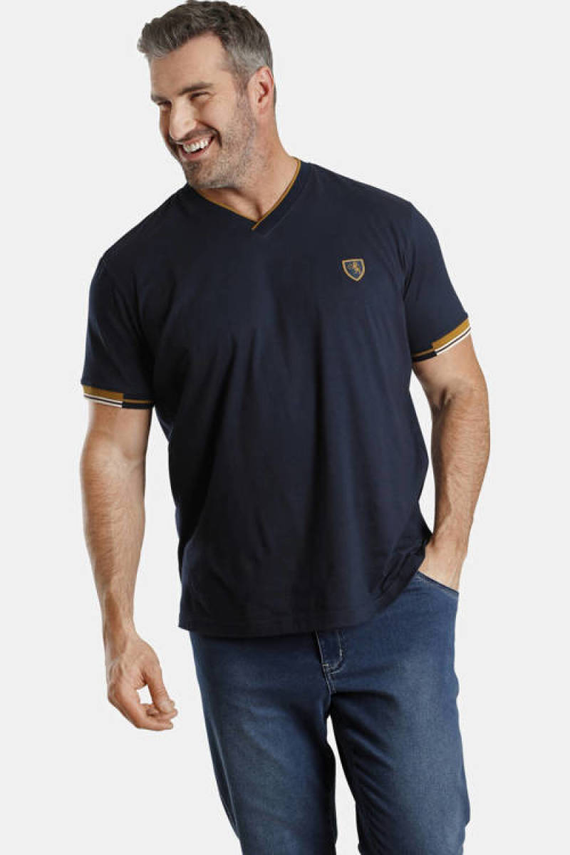 Charles Colby oversized T-shirt EARL EWAN Plus Size donkerblauw