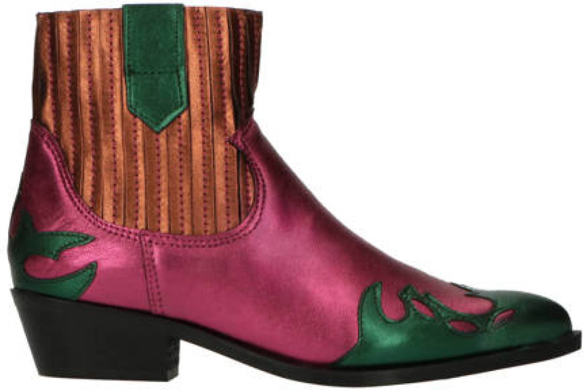 Dwrs Austin leren cowboylaarzen fuchsia/brons
