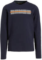 Orange Stars longsleeve Niek met tekstopdruk donkerblauw