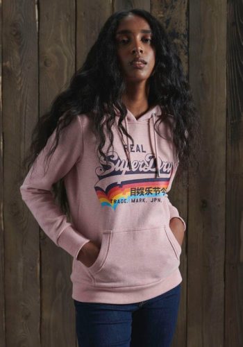 Superdry Hoodie Vintage Logo Overhead Hoodie heerlijk zachte premium sweatkwaliteit met rainbowdesign