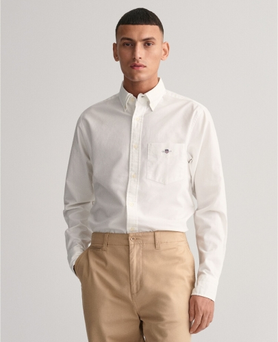 GANT regular fit overhemd met logo en borduursels white