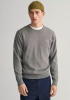 GANT fijngebreide trui met logo grey melange
