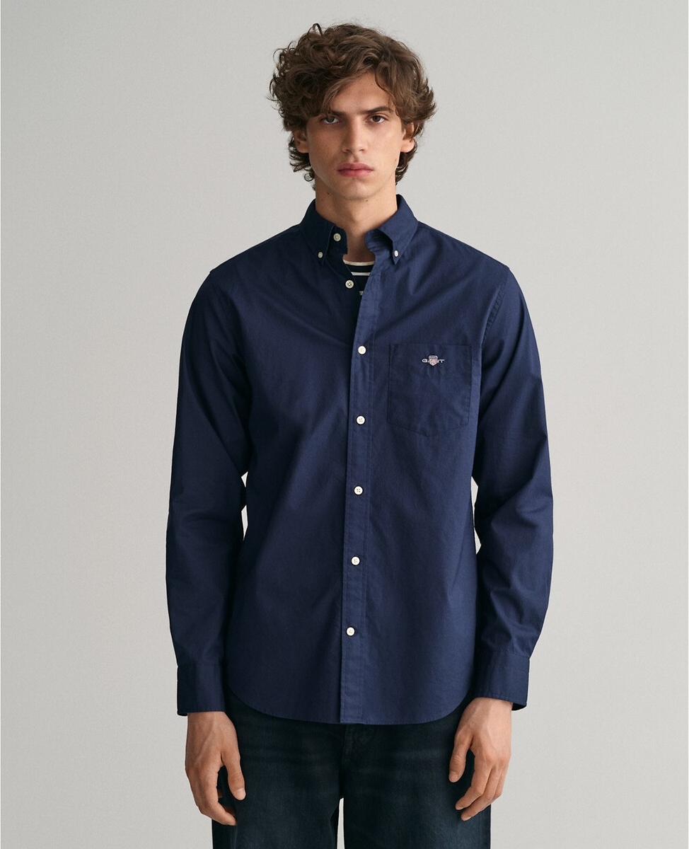 GANT regular fit overhemd met logo en borduursels marine