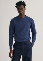 GANT fijngebreide trui met logo dark jeansblue melange