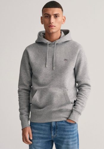 GANT hoodie met logo en borduursels grey melange