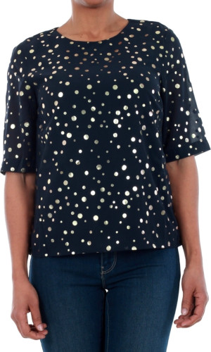 T-shirt Korte Mouw VERO MODA  10198237 VMDIVIA DOT SS TOP FD NIGHT SKY / GOLD DOTS