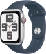 Apple Watch SE (2022) 4G 44mm Zilver Aluminium Sportband M/L Smartwatch Blauw