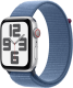 Apple Watch SE (2022) 4G 44mm Zilver Aluminium Sport Loop Smartwatch Blauw
