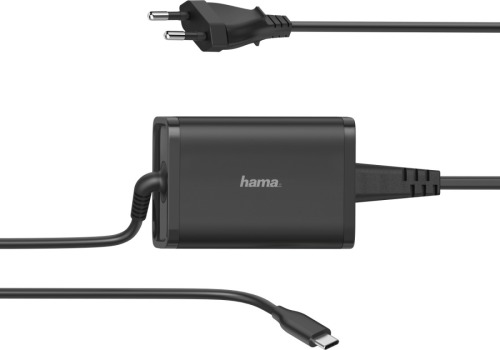 Hama UNIVERSELE USB-C-NOTEBOOK-NETADAPTER, POWER DELIVERY (PD), 5-20V/65W Voeding Zwart
