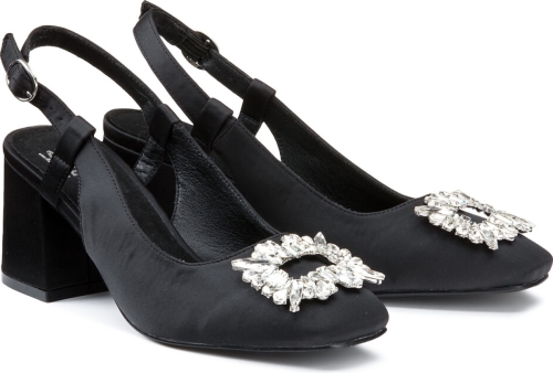La Redoute Collections Slingback pumps in satijn met juweel in stras