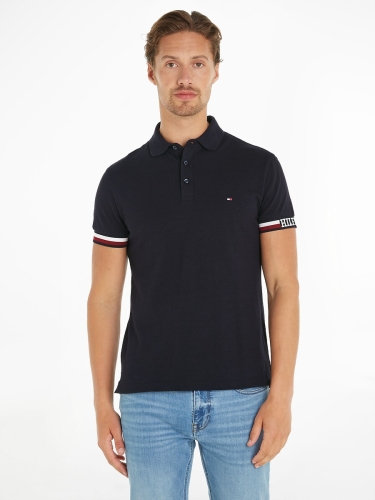 Tommy hilfiger Rechte polo met geborduurd logo, jerseyvoering