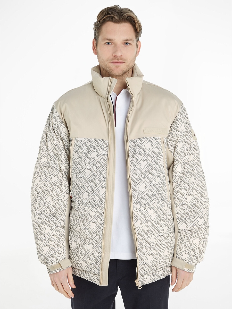 Tommy hilfiger Donsjas met kap, bedrukt monogram New York