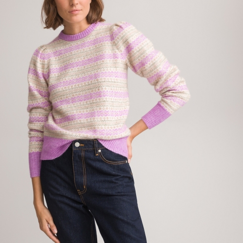 La Redoute Collections Trui met ronde hals, in jacquard tricot