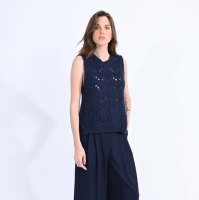 Molly Bracken Trui met ronde hals zonder mouwen, tricot met ajour