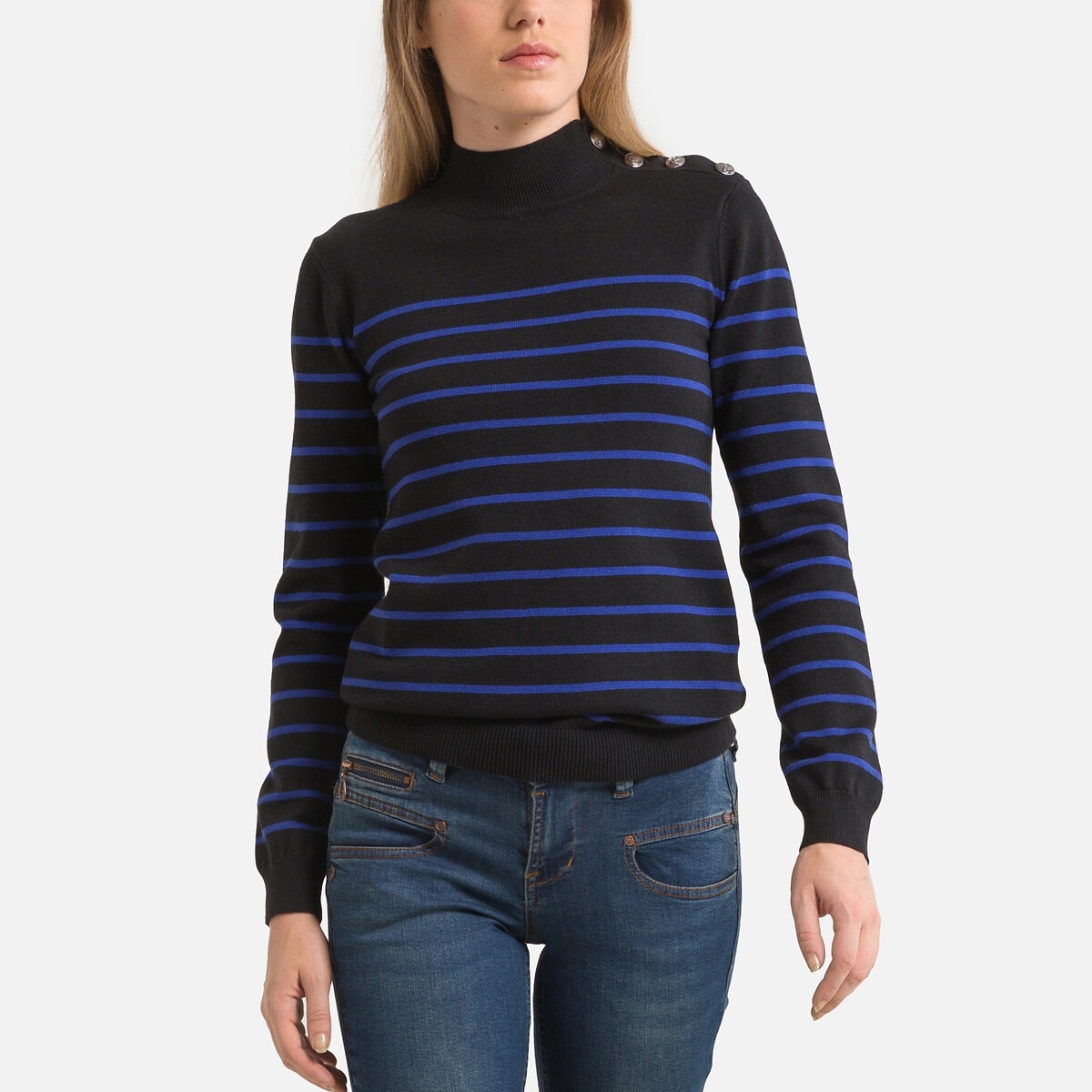 Freeman T. Porter Trui met opstaande kraag in fijn tricot
